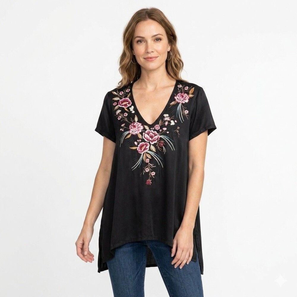 Johnny Was Isela Tunic Cupra Rayon In Black Size Small